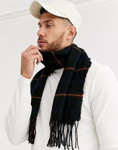 Черный шарф в клетку с кисточками ASOS DESIGN