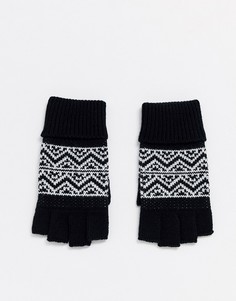 Черные перчатки без пальцев с узором Фэйр-Айл ASOS DESIGN-Мульти