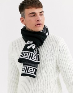 Черный шарф с белым принтом ASOS DESIGN