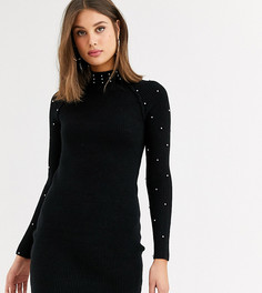 Платье мини крупной вязки с заклепками ASOS DESIGN Tall-Черный