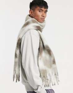 Белый шарф с серым принтом тай-дай и бахромой ASOS DESIGN-Серый