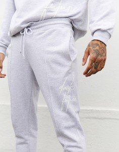 Серые джоггеры скинни от комплекта с вышитым логотипом ASOS DESIGN x Dark Future-Белый