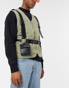 Черная сбруя-бандаж с маленькой сумкой из искусственной кожи ASOS DESIGN-Черный