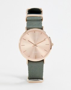 Часы с зеленым парусиновым ремешком Reclaimed Vintage Inspired 36 мм эксклюзивно для ASOS-Серый