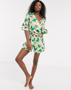 Шорты от комплекта с принтом авокадо ASOS DESIGN-Мульти
