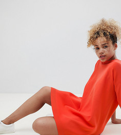 Трикотажное платье-футболка с ажурной отделкой ASOS DESIGN Petite-Оранжевый