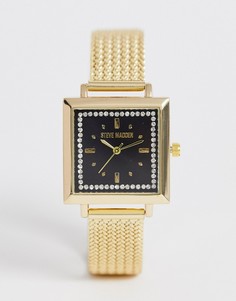 Золотистые женские часы с квадратным циферблатом и сетчатым браслетом Steve Madden-Золотой