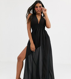 Полупрозрачное пляжное шифоновое платье макси Lipsy-Черный