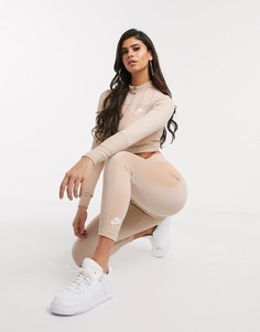 Бежевые леггинсы с завышенной талией Nike Air-Бежевый