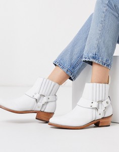 Белые кожаные ботинки на каблуке в стиле вестерн Grenson-Черный
