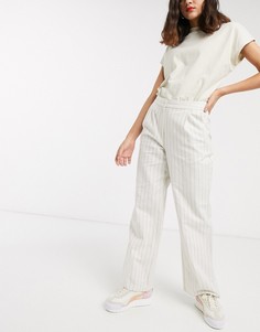 Брюки в полоску из ткани с добавлением льна ASOS DESIGN-Мульти