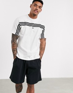 Белая футболка с 3 полосками и логотипом adidas Originals-Белый