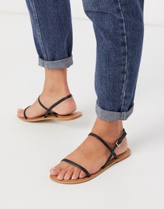 Черные кожаные сандалии ASOS DESIGN-Черный