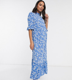 Голубое свободное платье с цветочным принтом ASOS DESIGN Maternity-Мульти
