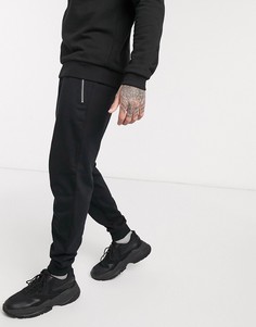 Черные джоггеры из органического хлопка с серебристыми молниями ASOS DESIGN-Черный