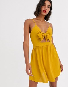 Платье мини с завязкой AX Paris-Желтый
