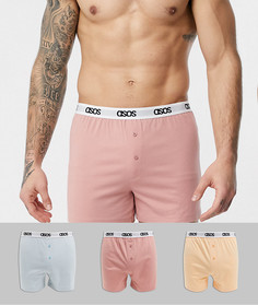 Набор из 3 трикотажных боксеров (серые/ розовые/ оранжевые) ASOS DESIGN - Скидка-Мульти