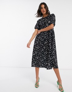 Свободное платье миди в горошек ASOS DESIGN-Мульти