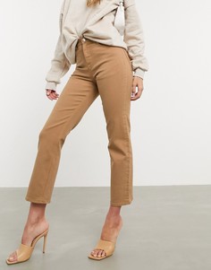 Прямые узкие джинсы стретч с завышенной талией ASOS DESIGN-Светло-коричневый