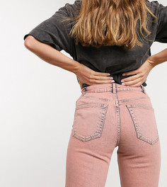 Розовые узкие джинсы прямого кроя с завышенной талией ASOS DESIGN-Розовый