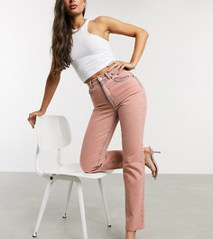 Розовые узкие джинсы прямого кроя с завышенной талией ASOS DESIGN Tall-Розовый
