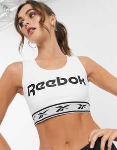 Белый спортивный бюстгальтер с логотипом Reebok Classics