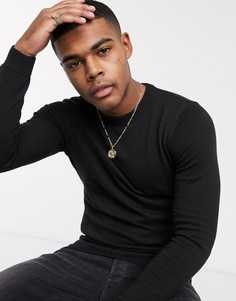 Черный обтягивающий джемпер с круглым вырезом New Look