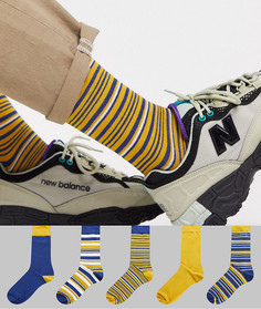 Набор из 5 пар носков в полоску ASOS DESIGN-Мульти