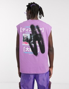 Oversized-футболка с принтом ASOS DESIGN-Фиолетовый