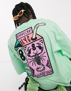 Oversized-футболка с принтом на спине ASOS DESIGN-Зеленый
