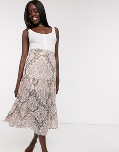 Юбка макси с принтом пейсли Miss Selfridge-Кремовый