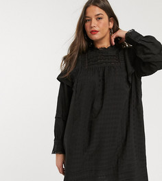Свободное фактурное платье с вышивкой ришелье Vero Moda Curve-Черный