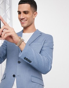 Узкий эластичный пиджак голубого цвета Selected Homme-Синий