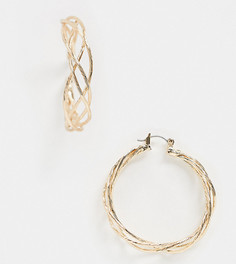 Золотистые серьги-кольца с перекрученной отделкой Monki-Золотой