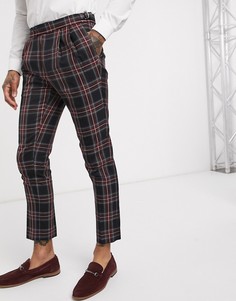 Красные брюки скинни в клетку тартан Burton Menswear-Красный