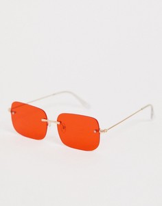 Солнцезащитные очки без оправы с красными стеклами ASOS DESIGN-Красный