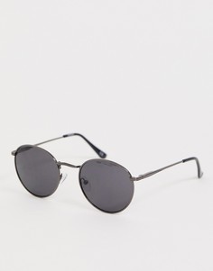 Круглые солнцезащитные очки в металлической оправе с дымчатыми стеклами ASOS DESIGN-Серый