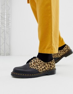 Ботинки с леопардовым принтом и люверсами Dr Martens 1461 - 3 пары люверсов-Черный