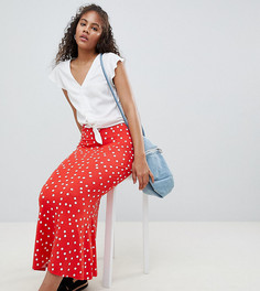 Расклешенная юбка миди в горошек ASOS DESIGN Tall-Красный