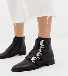Кожаные ботинки для широкой стопы с пряжками ASOS DESIGN Alissa-Черный