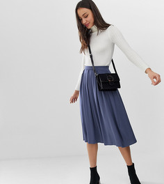 Юбка миди со складками ASOS DESIGN Tall-Темно-синий