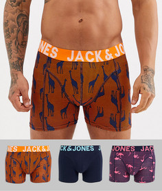 3 пары боксеров-брифов со звериным принтом Jack & Jones-Оранжевый