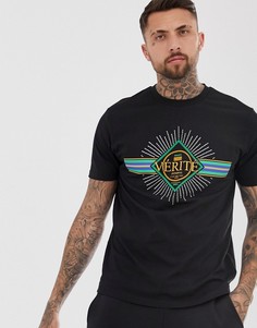 Свободная футболка с принтом "verite" и узором из камней с горячей фиксацией ASOS DESIGN-Черный