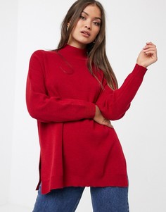 Красный oversize-джемпер с разрезами по бокам Stradivarius
