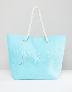 Синяя пляжная сумка с принтом "Sun & Sea" South Beach-Синий