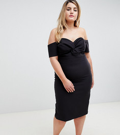 Платье миди с открытыми плечами River Island Plus-Черный