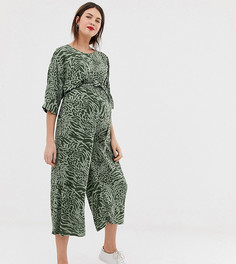 Комбинезон со звериным принтом и поясом на талии ASOS DESIGN Maternity-Мульти