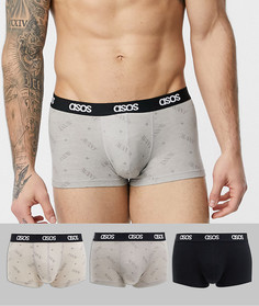 Набор из 3 черных боксеров-брифов с принтом надписей ASOS DESIGN - Скидка-Мульти