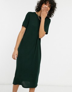 Зеленое удлиненное платье-футболка Weekday-Зеленый