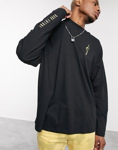 Oversized-лонгслив с логотипами на груди, рукаве и спине ASOS DESIGN x Dark Future-Черный